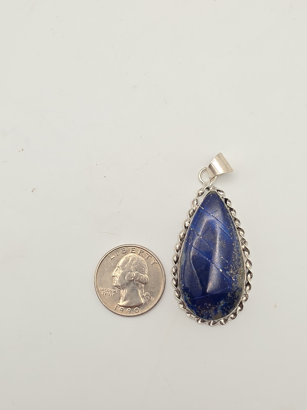 Lapis Lazuli Teardrop Pendant - Deep Blue Silver Plated Setting